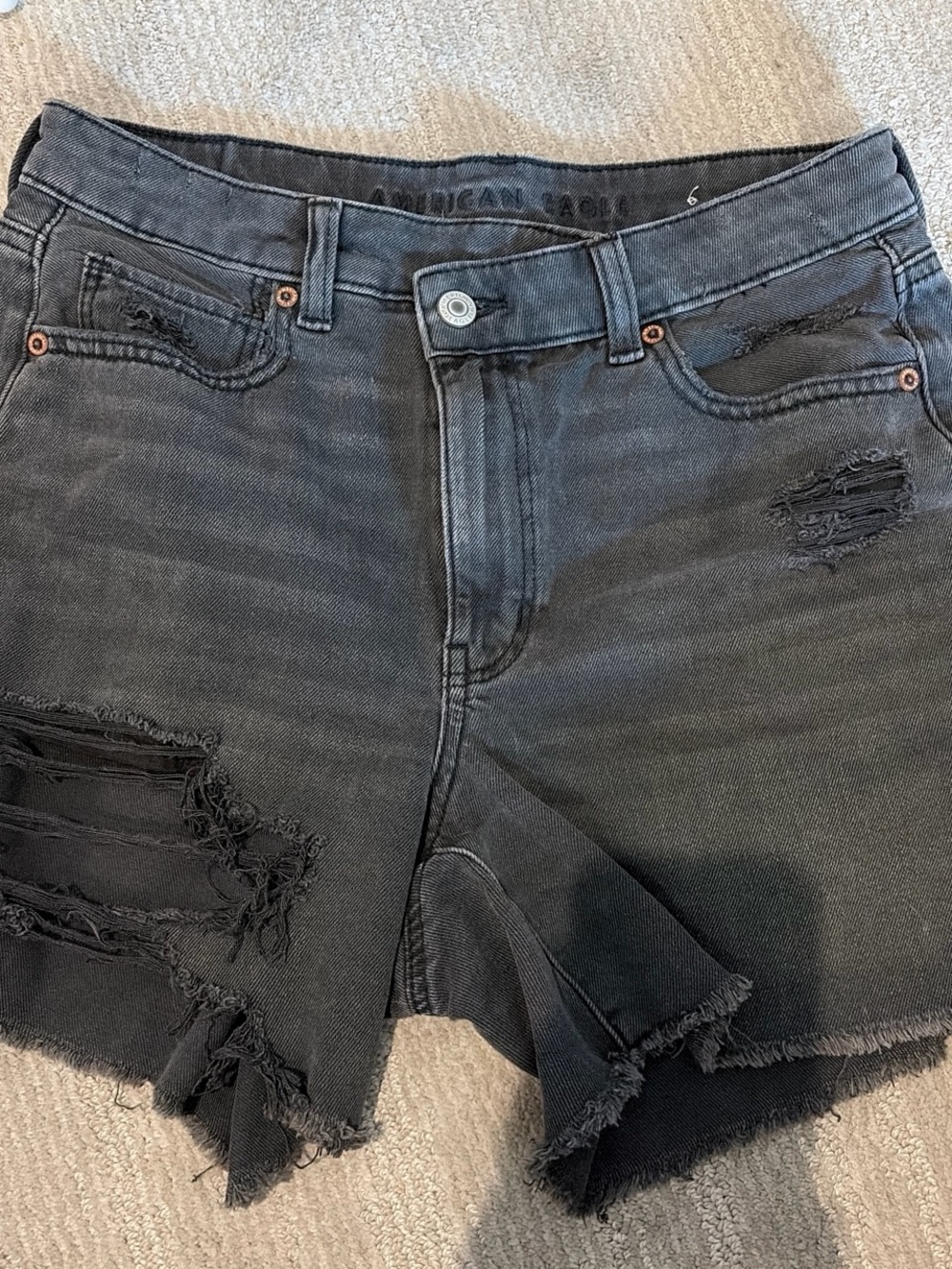 American Eagle Outfitters Black Distressed Jean Shorts